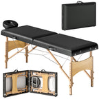 H?henverstellbarer Massagetisch, Holzgestell, Klappbares Massagebett, Schaumstoffpolsterung, Schwarz