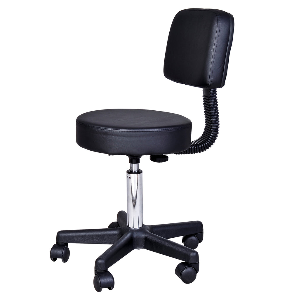 Swivel Salon Chair w/ Padded Seat Back 5 Wheels Adjustable Height Salon Hairdressers Tattoo Spa Rolling Black