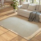 Modern Geometric Rug, Thick & Plush, Non-Slip, 230 x 160 cm – Cream, Living Room/Bedroom/Office