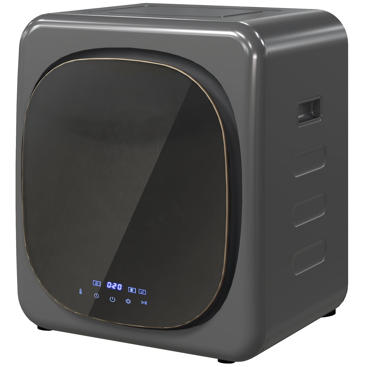 Ablufttrockner 2,5 kg mit Smart-Modus, 800 W Kompakttrockner mit Edelstahltrommel, Grau