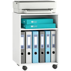Druckerständer Druckertisch mit 2 offenem Regal feststellbaren Rollen für Büro Zuhause Fax Scanner 40 x 35 x 56 cm Weiß