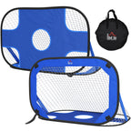 Fußballtore, Pop Up Tor, Tragbares Fußballnetz, 2er Set Minitore, mobil mit Tragetasche, Faltbar, Blau, 123 x 80 x 80 cm