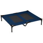 Raised Dog Bed Cat Elevated Lifted Puppy Pet Elevated Cot Portable Camping Basket – Blue (Large)