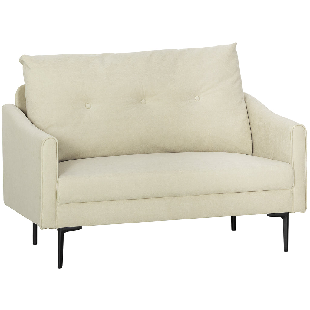 2-Sitzer-Sofa mit Schaumstoff-Polsterung und Stoffbezug, f¨¹r Wohnzimmer, Schlafzimmer, Metallrahmen, Cremewei?