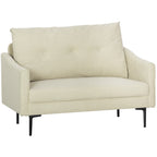 2-Sitzer-Sofa mit Schaumstoff-Polsterung und Stoffbezug, f¨¹r Wohnzimmer, Schlafzimmer, Metallrahmen, Cremewei?