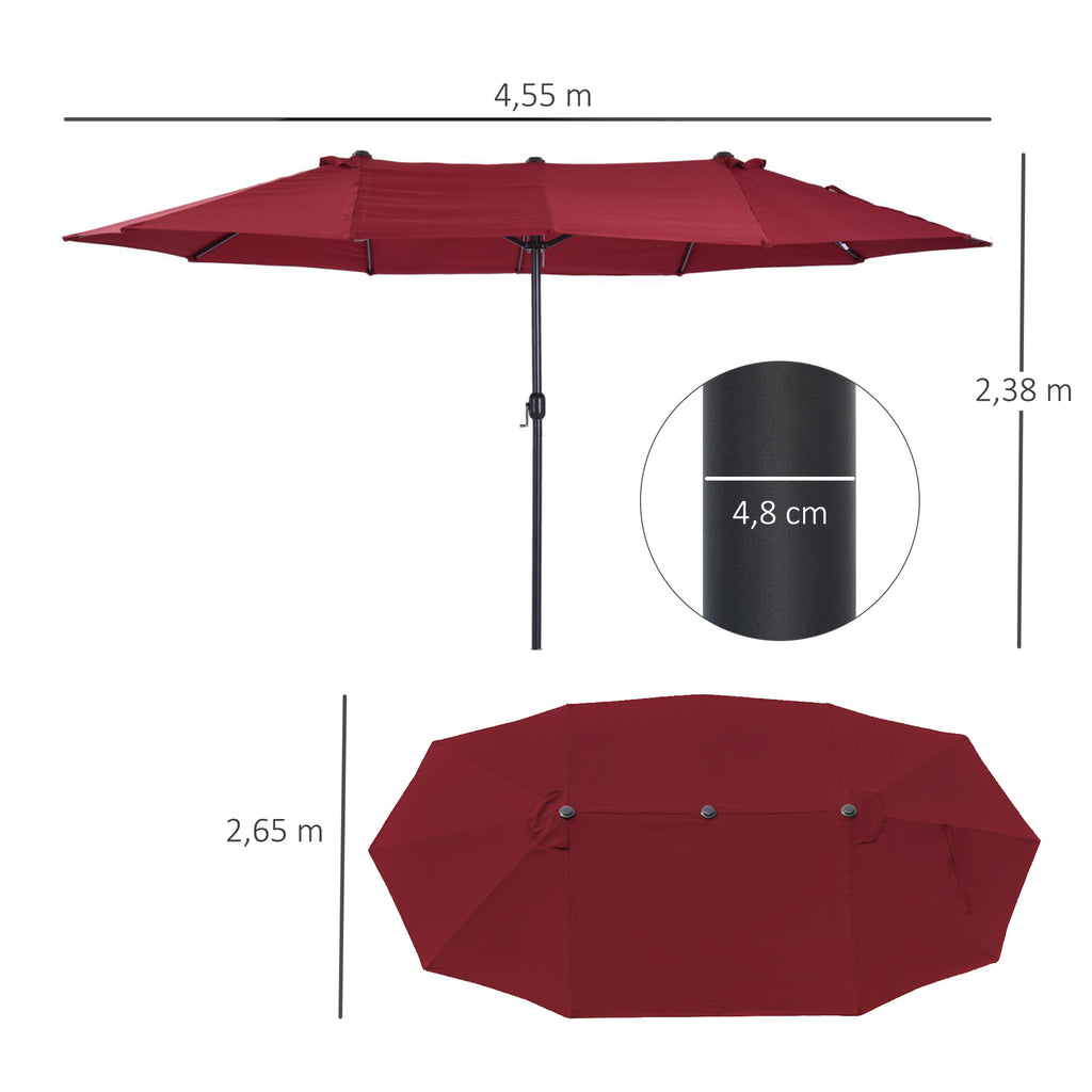 4.6m Double Garden Parasol - Wine Red
