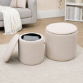 Hocker Ottomane, Zweier-Set, mit Stauraum, weiche Polsterung, Bezug in Cordoptik, Cremewei?, 40 x 40 x 41cm