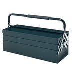 3 Tier Metal Toolbox, 5 Tray Professional Portable Tool Box with Carry Handle for Workshop, 56cmx20cmx34cm, Green