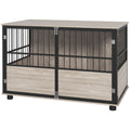Hundebox, robust & stilvoll, 100x60x68cm, Walnussholz-Finish & Schwarz