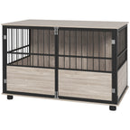 Hundebox, robust & stilvoll, 100x60x68cm, Walnussholz-Finish & Schwarz