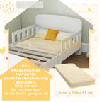 Kinderbett mit Sicherheitsschienen, Kleinkinderbett für Kinder im Alter von 3-8 Jahren, MDF, Weiß