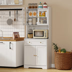 K¨¹chenschrank mit Arbeitsfl?che, Weinglashalter, Vorratsschrank f¨¹r K¨¹che, Esszimmer, 170 cm, MDF, Glas, Wei?
