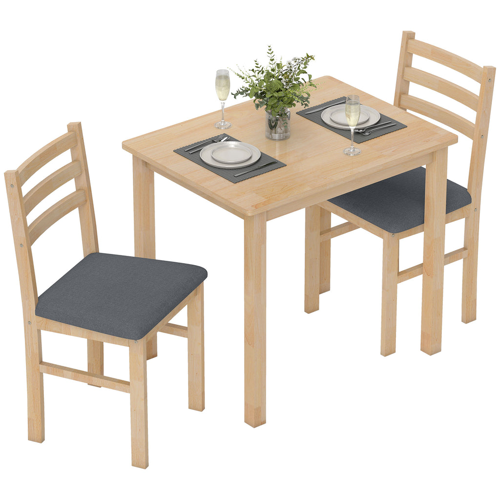 3-teiliges Esstisch-Set mit 2 Stühlen, Küchentisch für kompakte Räume, gepolsterte Stühle, platzsparend, MDF, Naturholz