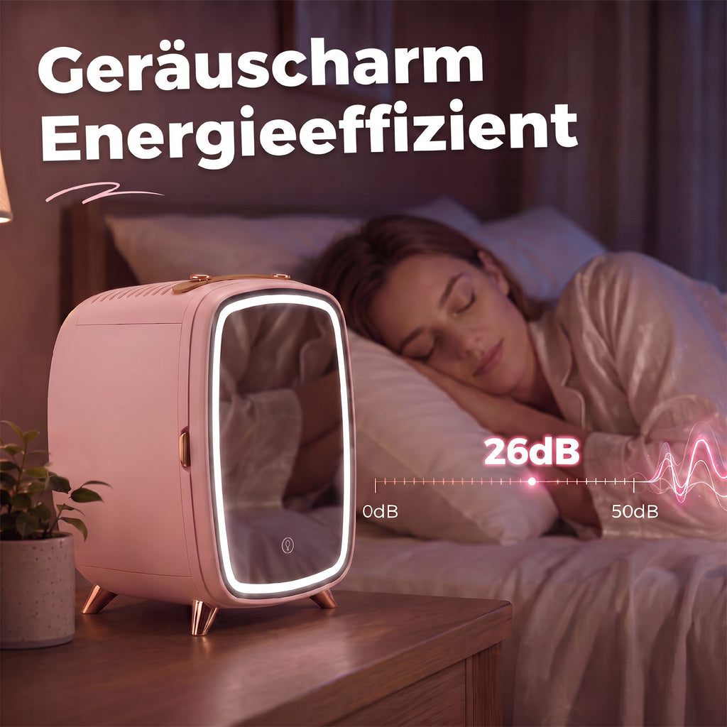 Mini Kühlschrank 6 Liter LED Spiegel Kosmetik Kühlschrank Rosa