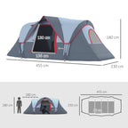  Campingzelt für 5-6 Personen stabil wasserdicht Familienzelt mit Eingang Fenster Packtasche, Zelt mit 3000mm Wassersäule Tunnelzelt für Camping Reise Garten, Hellgrau