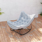 Rattan Schaukelstuhl Gartenbank mit Stahlrahmen Kissen 98 x 111 x 74 cm Grau
