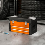 Werkzeugkiste leer, 49,7 x 25,3 x 28,9 cm Werkzeugkasten mit Schublade, Mini-Box Stahl Orange