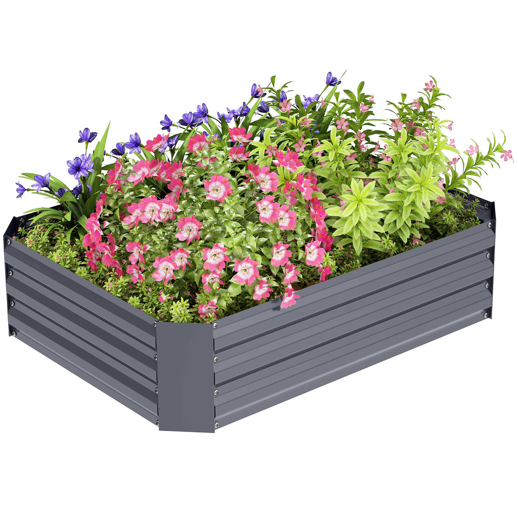 Hochbeet aus verzinktem Stahl, Gartenbeet, Pflanzkasten f¨¹r Garten, Blumenkasten, 120 x 90 x 30 cm, Dunkelgrau