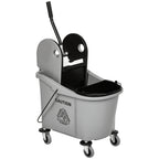 36L Mop Bucket Wringer Cart w/ Down Press Wringer, Wheels, Mop-Handle Holder, Grey