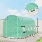Gewächshausfolie 4 x 2 m, wasserdicht Gartenfolie mit Tür, 8 Fenster, UV Schutz, Reißfest Polyethylen NUR Folie Grün