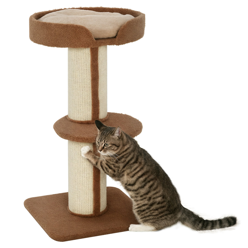 91cm Cat Tree, Cat Tower with Scratching Post, Bed, Perch, Removable Cushion for Indoor Kittens, Brown