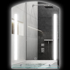 Badezimmerspiegel mit LED-Beleuchtung, elegant und hochwertig, Glas, Aluminium, Kunststoff, 50L x 12B x 70H cm