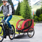 Fahrradanhänger für Hunde mit Universalkupplung Stahl Rot+Schwarz