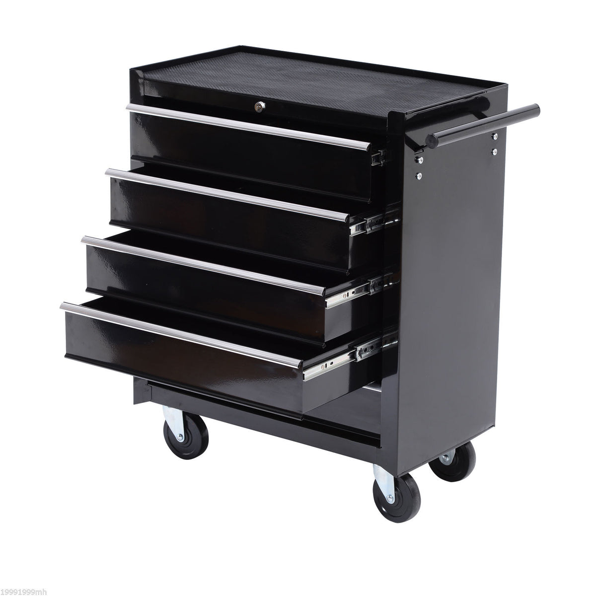 5-Drawer Tool Chest with Wheels, Steel Lockable Tool Storage Cabinet with Handle, 2 Keys for Garage, Workshop, Black