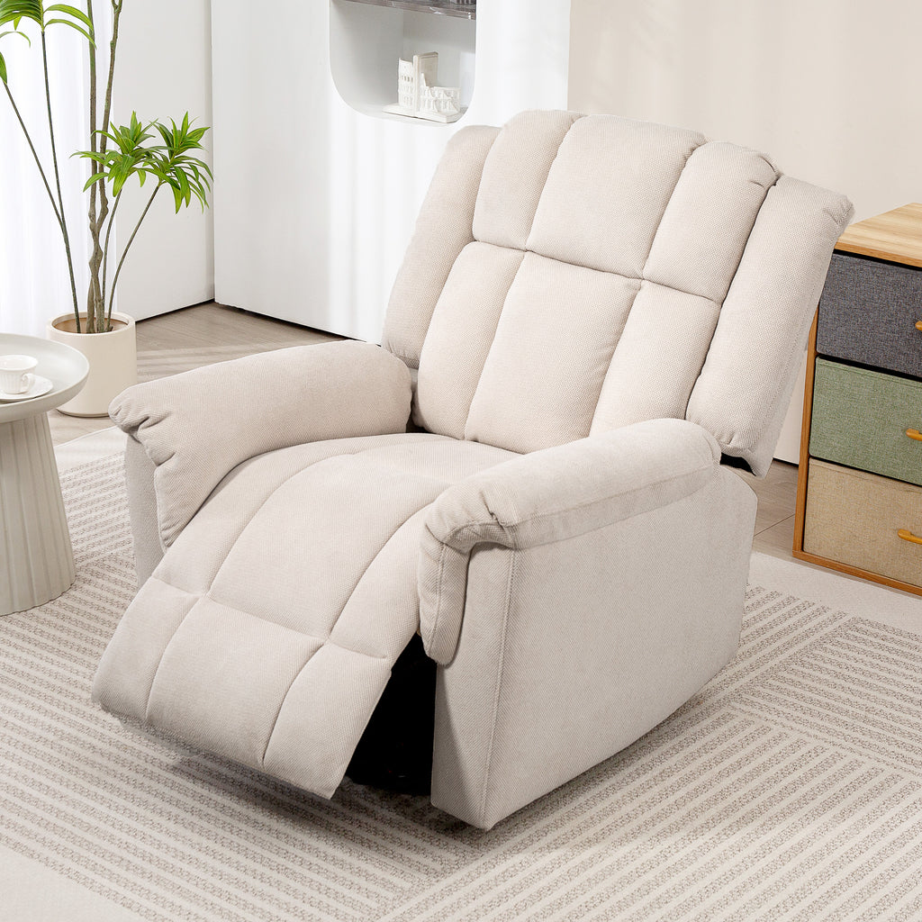 Powerlift-Sessel, Massagesessel mit Wärmefunktion, Polstersessel mit Fußstütze, Seitentasche, Stoffbezug, Beige
