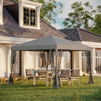 Faltpavillon, Faltzelt mit Seitenwänden inkl. Tragetasche, Gartenpavillon, Metall, Oxfordstoff, 3 x 3 m, Hellgrau