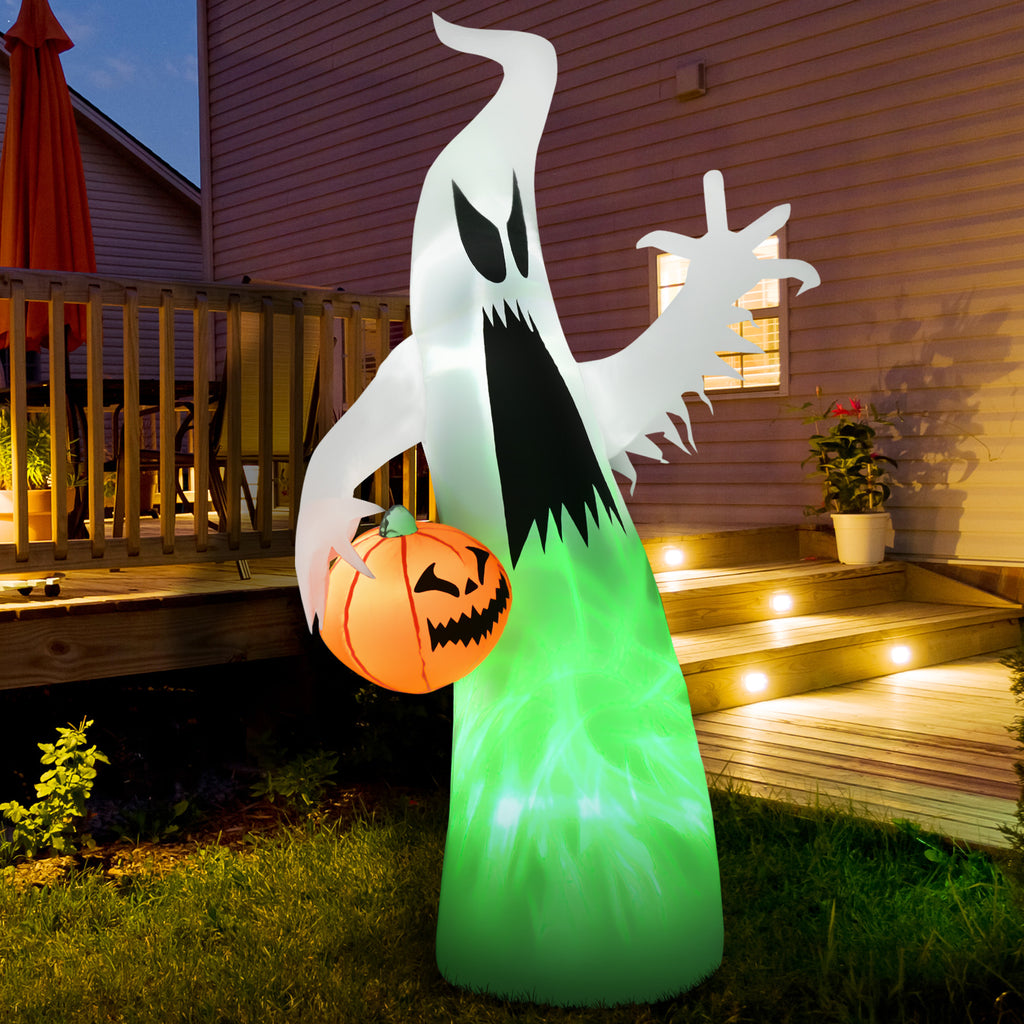 Selbst aufblasendes Spuk Gespenst Geist LED beleuchtet Halloween Dekoration Polyester Weiß 105 x 65 x 180 cm