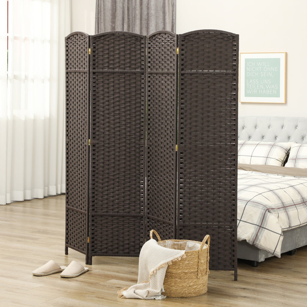 4-teiliger Raumtrenner, Faltbarer Sichtschutz, Sichtschutzwand f¨¹r Wohnzimmer, Schlafzimmer, Homeoffice, Braun