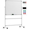 Whiteboard,120 x 90 cm, magnetisch, drehbar, mobil, inkl. Marker & Schwamm, Metallgestell, Wei?