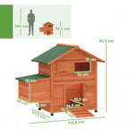 Hühnerstall Hühnerhaus aus Holz mit Nistkasten 2 Sitzstangen Rampe Fenster wasserdichtem Dach 113,5x67,5x95,5 cm Orange