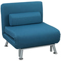 Klappsessel mit Bettfunktion, klappbarer Relaxsessel in Leinenoptik, Verstellbare R¨¹ckenlehne, 75 x 70 x 75 cm, Blau