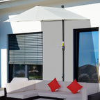 2m Half Parasol Market Umbrella Garden Balcony Parasol with Crank Handle, Base, Double-Sided Canopy, Cream White