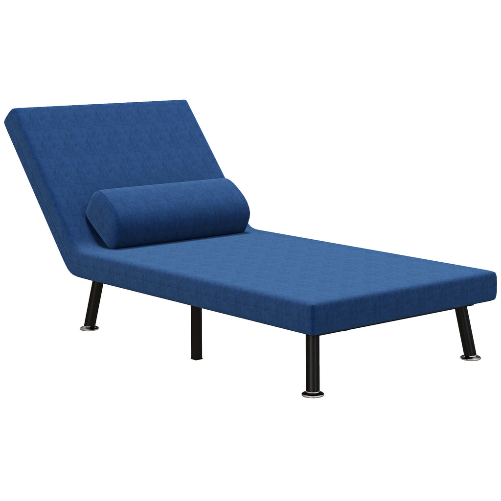 Klappsessel mit Bettfunktion, klappbarer Relaxsessel in Leinenoptik, Verstellbare R¨¹ckenlehne, 75x70x75 cm, Dunkelblau