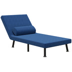 Klappsessel mit Bettfunktion, klappbarer Relaxsessel in Leinenoptik, Verstellbare R¨¹ckenlehne, 75x70x75 cm, Dunkelblau