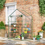  Foliengewächshaus begehbares Gartenhäuschen Tomatengewächshaus Treibhaus Frühbeet mit 6 Regalen Transparent Stahl PVC-Kunststoff 142 x 73 x 195 cm