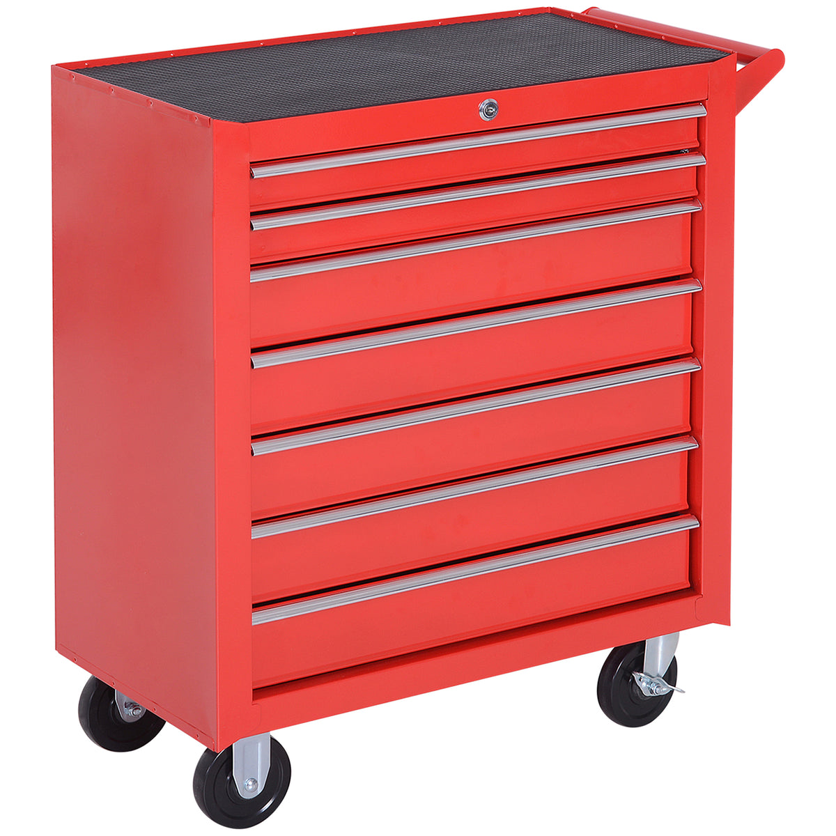 Werkzeugwagen, 2 kleine & 5 gro?e Schubladen, Stahl, bis 150 kg, 69 x 33 x 75 cm, Rot