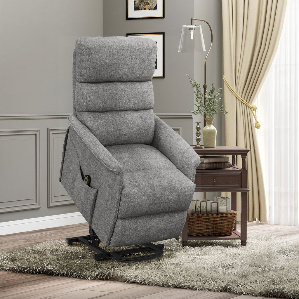 Relaxsessel mit Aufstehhilfe, verstellbare R¨¹ckenlehne/Fu?st¨¹tze, bis 120 kg, 66 x 90 x 96 cm, Grau