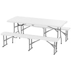 Three-Piece Folding Picnic Table and Bench Set - White