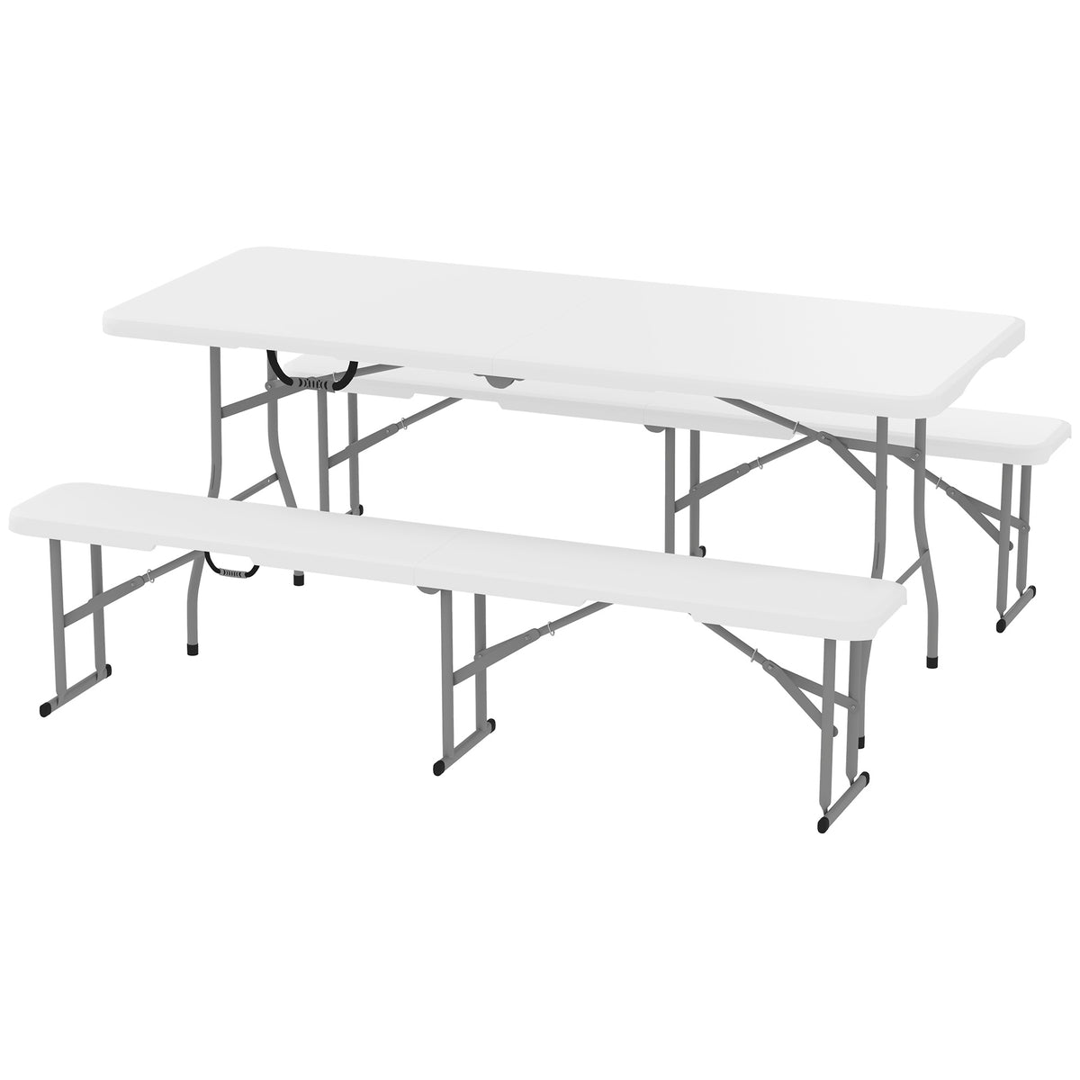 Three-Piece Folding Picnic Table and Bench Set - White