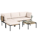 Polyrattan Gartenmöbel Set 5-teilig Lounge Set mit 3 Sessel Glastisch Hocker Breit & Tief Sitz abnehmbar Kissen
