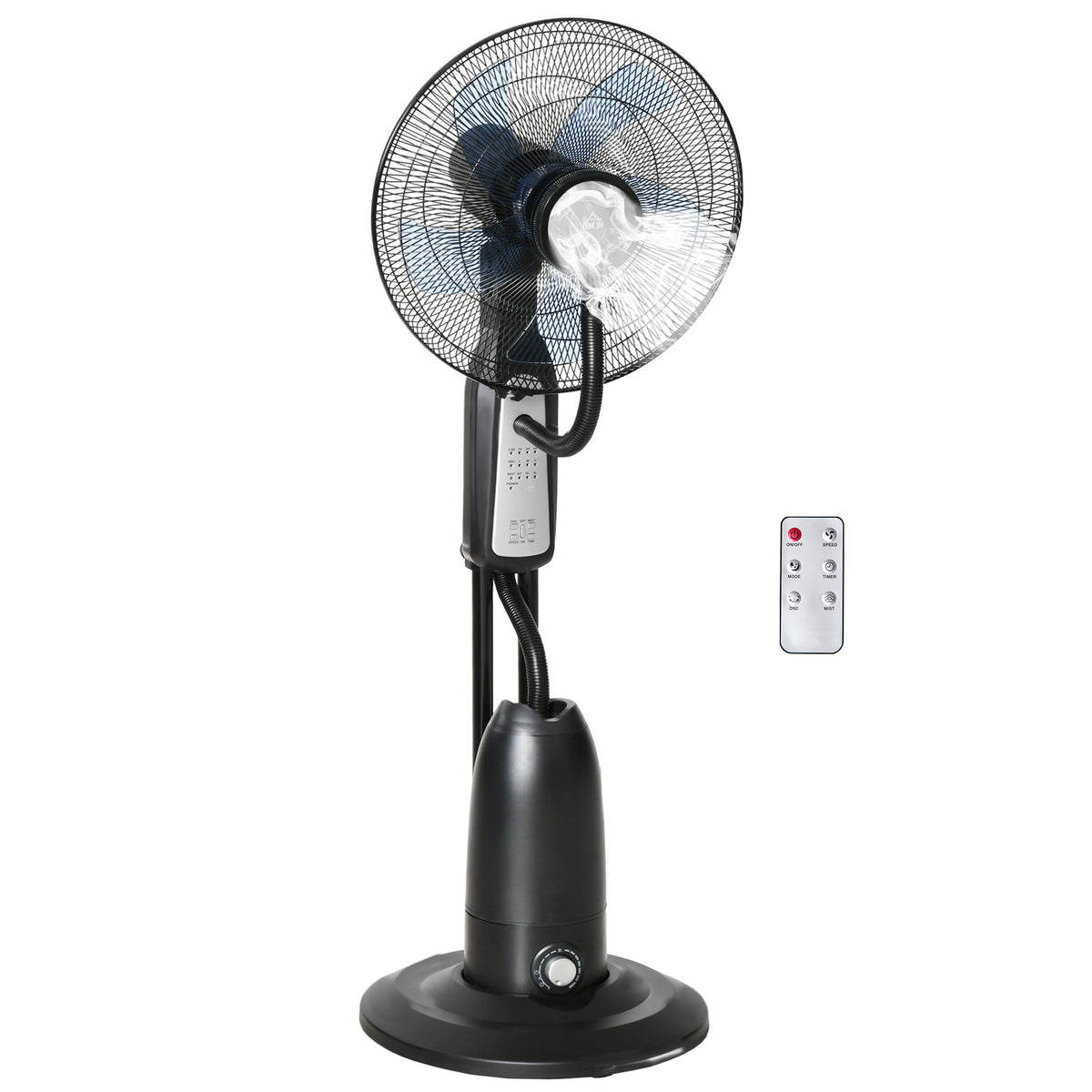 Standventilator, Luftbefeuchter, mit 2,8L Tank, 3 Modi, Fernbedienung, mobil, schwarz, Ø44,5 x 120 cm