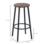 Barhocker-Set aus 2 Barstühlen im Industrial Design, Metallrahmen, Fußstütze, 42 x 42 x 65 cm