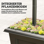 Solar Lamp Post with Dusk-to-Dawn Sensor Street Light with 3-Head Planter 185 cm Black