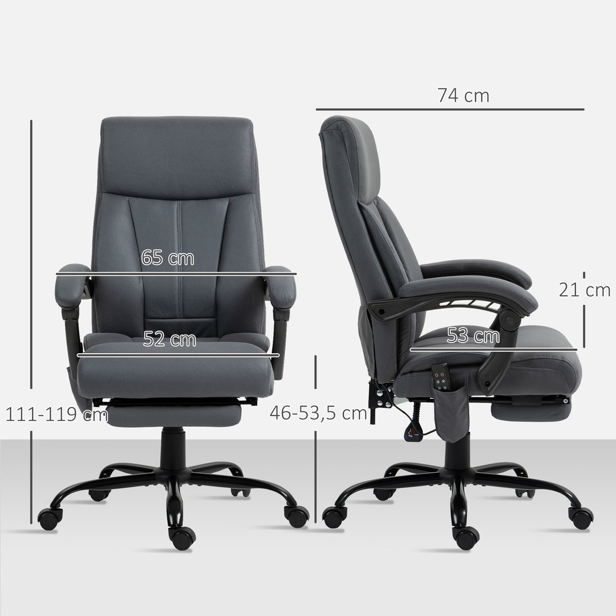 B¨¹rostuhl mit Massagefunktion & Heizfunktion, Fu?st¨¹tze, bis 120 kg, Dunkelgrau