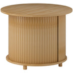 Beistelltisch, rund, mit Stauraum, Schiebet¨¹r, Bambus, §¶60 x 45 cm, bis 20 kg belastbar