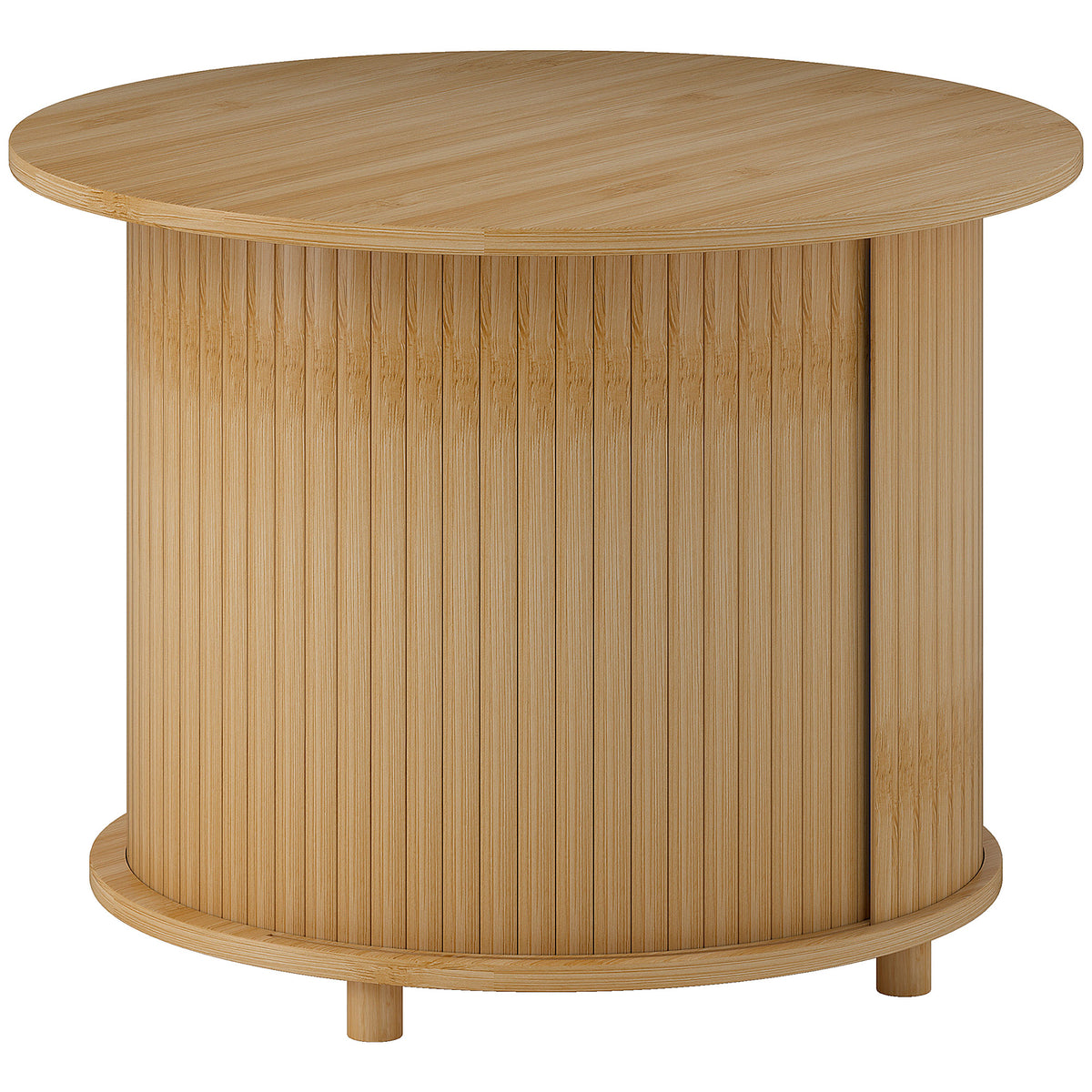 Beistelltisch, rund, mit Stauraum, Schiebet¨¹r, Bambus, §¶60 x 45 cm, bis 20 kg belastbar